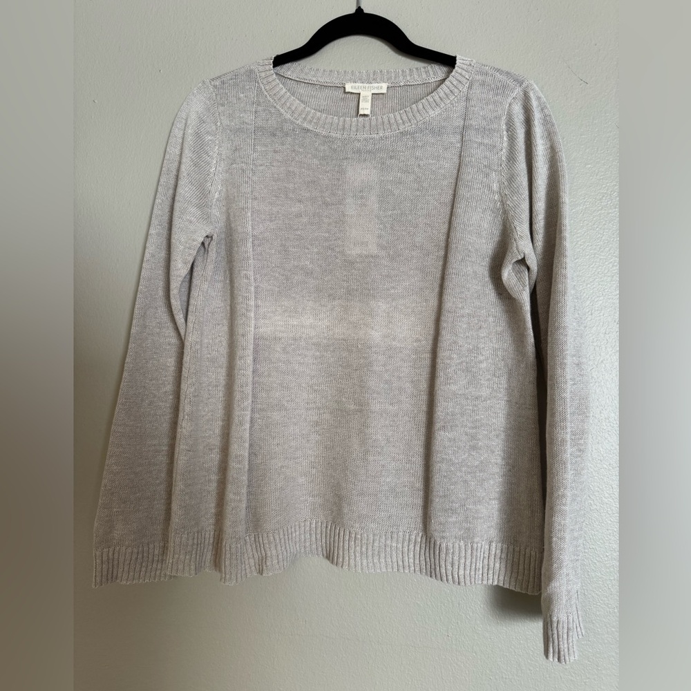 NWT - Eileen Fisher Bateau Neck Organic Linen Sweater - petite small